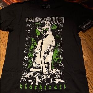 Black craft cult Cat Graphic T-Shirt - Black and Green